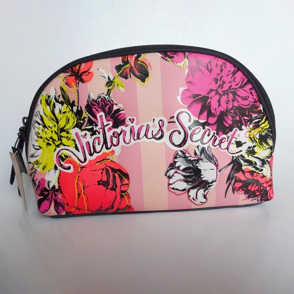 *NEW* Victoria's Secret Striped and Floral Make-Up Bag - NEW